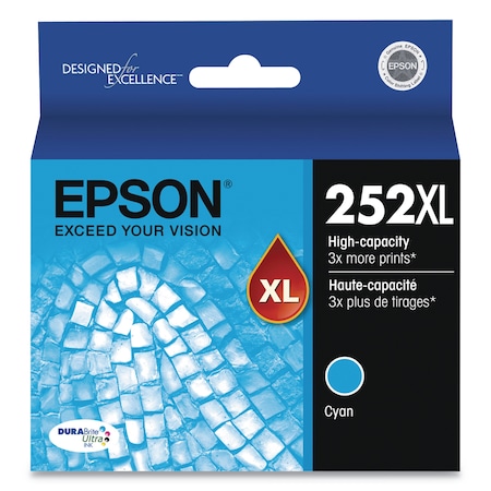 Epson T252XL220S (252XL) DURABrite Ultra High-Yield Ink, 1100 PY, Cyan T252XL220-S